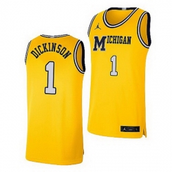 Michigan Wolverines Hunter Dickinson Maize Retro Limited Basketball Jersey