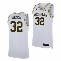 Michigan Wolverines Luke Wilson White Replica College Basketball Jersey
