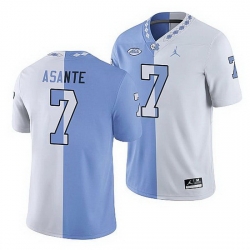 North Carolina Tar Heels Eugene Asante College Football White Blue Split Edition Game Jersey