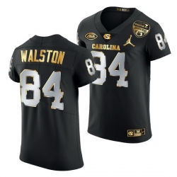 North Carolina Tar Heels Garrett Walston Black 2021 Orange Bowl Golden Edition Jersey