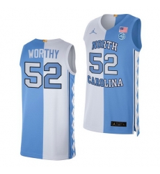 North Carolina Tar Heels James Worthy 2021 Blue White Split Edition Special Jersey