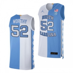North Carolina Tar Heels James Worthy 2021 Blue White Split Edition Special Jersey