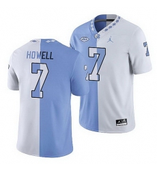 North Carolina Tar Heels Sam Howell College Football White Blue Split Edition Game Jersey