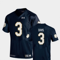 Men Notre Dame Fighting Irish Avery Davis 3 Navy College Football Replica Jersey
