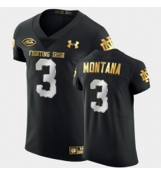 Men Notre Dame Fighting Irish Joe Montana Golden Edition Black Authentic Jersey