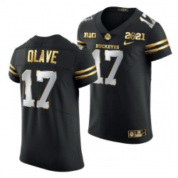 Ohio State Buckeyes Chris Olave Black 2021 College Football Playoff Championship Golden Authentic Jersey