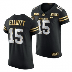 Ohio State Buckeyes Ezekiel Elliott Black 2021 College Football Playoff Championship Golden Authentic Jersey