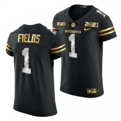 Ohio State Buckeyes Justin Fields Black 2021 College Football Playoff Championship Golden Authentic Jersey