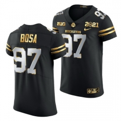 Ohio State Buckeyes Nick Bosa Black 2021 College Football Playoff Championship Golden Authentic Jersey