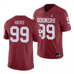 Oklahoma Sooners Marcus Hicks Crimson College Football Men'S Jersey