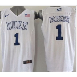 Duke Blue Devils #1 Jabari Parker White Basketball Elite Stitched NCAA Jersey