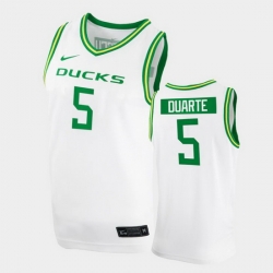 Men Oregon Ducks Chris Duarte College Basketball White Replica 2020 21 Jersey