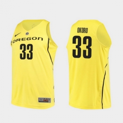 Men Oregon Ducks Francis Okoro Yellow Authentic College Basketball Jersey