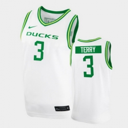 Men Oregon Ducks Jalen Terry College Basketball White Replica 2020 21 Jersey