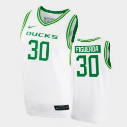 Men Oregon Ducks L.J. Figueroa College Basketball White Replica 2020 21 Jersey