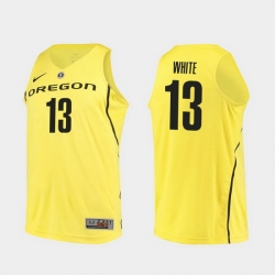 Men Oregon Ducks Paul White Yellow Authentic College Basketball Jersey
