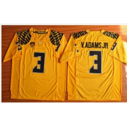Oregon Ducks #3 Vernon Adams Jr. Olive Yellow Stitched NCAA Jersey