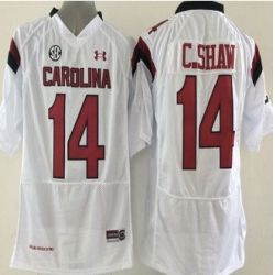 South Carolina Fighting Gamecocks #14 Connor Shaw White SEC Patch Stitched NCAA Jersey