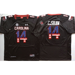South Carolina Gamecocks 14 C Shaw Black USA Flag College Jersey