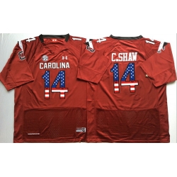 South Carolina Gamecocks 14 C Shaw Red USA Flag College Jersey