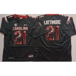 South Carolina Gamecocks 21 Marcus Lattimore Black Portrait Number College Jersey