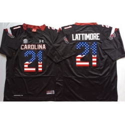 South Carolina Gamecocks 21 Marcus Lattimore Black USA Flag College Jersey
