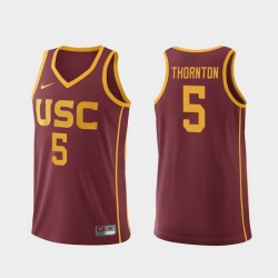 Men Usc Trojans Derryck Thornton Cardinal Replica College Basketball Jersey