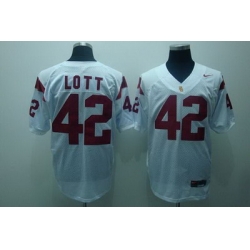 Trojans #42 Ronnie Lott White Embroidered NCAA Jersey