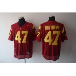 Trojans #47 Clay Matthews Red Stitched NCAA Jersey