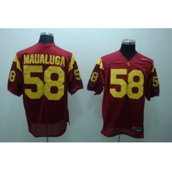 Trojans #58 Rey Maualuga Red Embroidered NCAA Jersey