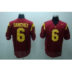 Trojans #6 Mark Sanchez Red Embroidered NCAA Jersey