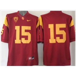 USC Trojans #15 Red PAC 12 C Patch Stitched NCAA Jersey