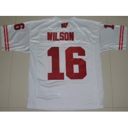 Badgers #16 Russell Wilson White Embroidered NCAA Jersey