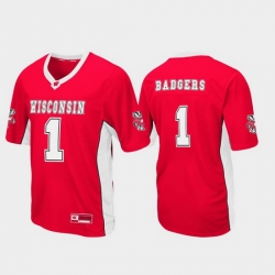 Men Wisconsin Badgers 1 Red Max Power Football Jersey