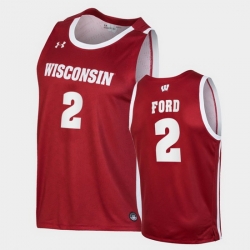 Men Wisconsin Badgers Aleem Ford Replica Red College Basketball Jersey