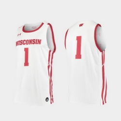 Men Wisconsin Badgers White Replica College Basketball Under Armour Jersey
