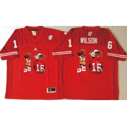 Wisconsin Badgers 16 Russell Wilson Red Portrait Number College Jersey