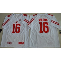 Wisconsin Badgers 16 Russell Wilson White College Jersey