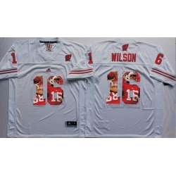 Wisconsin Badgers 16 Russell Wilson White Portrait Number College Jersey