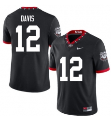 2020 Men #12 Rian Davis Georgia Bulldogs Mascot 100th Anniversary College Football Jerseys Sale-Blac