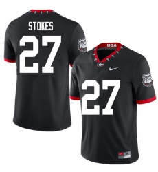 2020 Men #27 Eric Stokes Georgia Bulldogs Mascot 100th Anniversary College Football Jerseys Sale-Bla