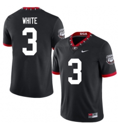 2020 Men #3 Zamir White Georgia Bulldogs Mascot 100th Anniversary College Football Jerseys Sale-Black