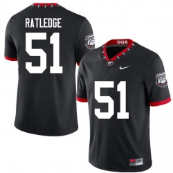 2020 Men #51 Tate Ratledge Georgia Bulldogs Mascot 100th Anniversary College Football Jerseys Sale-B