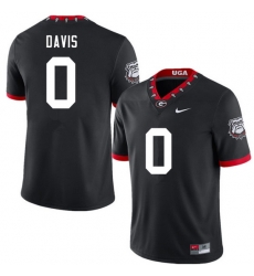 Men #0 Rian Davis Georgia Bulldogs 100th Anniversary College Football Jerseys Sale-100th Black