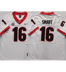 Men #16 SMART Georgia Bulldogs College Football Jerseys Sale-White