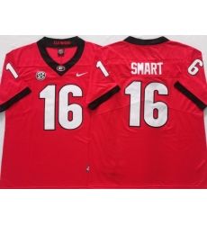 Men #16 SMART Georgia Bulldogs College Football Jerseys Sale-red