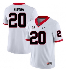 Men #20 JaCorey Thomas Georgia Bulldogs College Football Jerseys Stitched-White