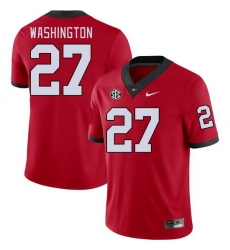 Men #27 C.J. Washington Georgia Bulldogs College Football Jerseys Stitched-Red