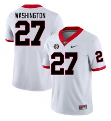 Men #27 C.J. Washington Georgia Bulldogs College Football Jerseys Stitched-White