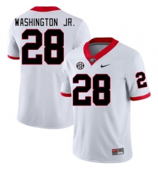 Men #28 Marcus Washington Jr. Georgia Bulldogs College Football Jerseys Stitched-White